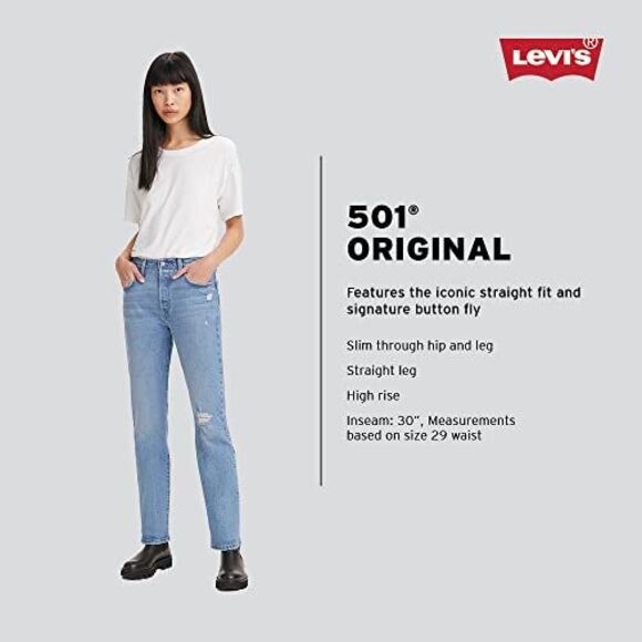 Levi's -  Women's 501 High Rise Straight Leg Tailored Salsa In Sequence - Picture 2 of 4